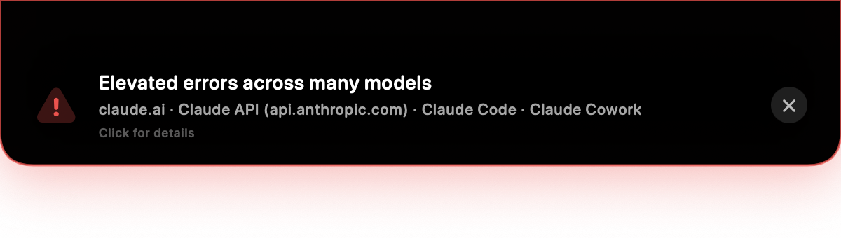 Notch alert showing a real live Claude incident